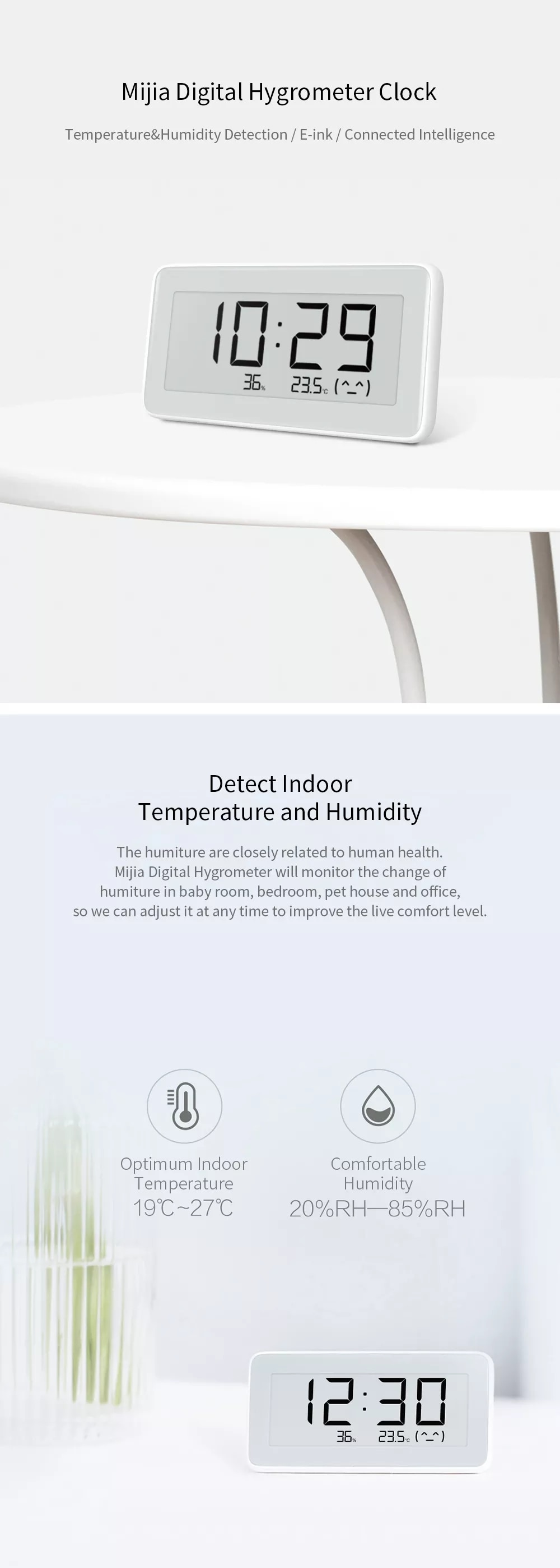 Xiaomi Mi Temperature and Humidity Monitor Clock - Electro Store